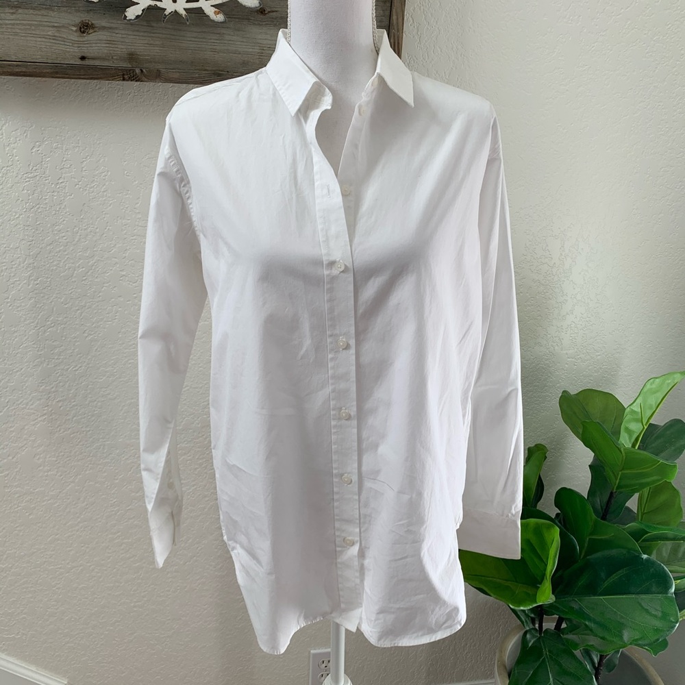 Everlane white button down blouse cotton shirt 6